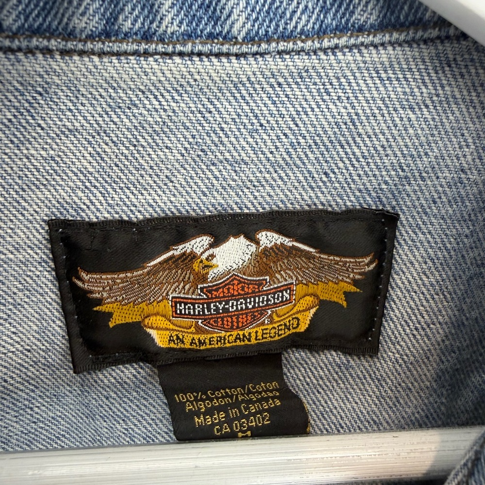 Vintage Harley-Davidson Women’s Denim Vest with Black Patch and Gold Eagle M - Picture 2 of 3